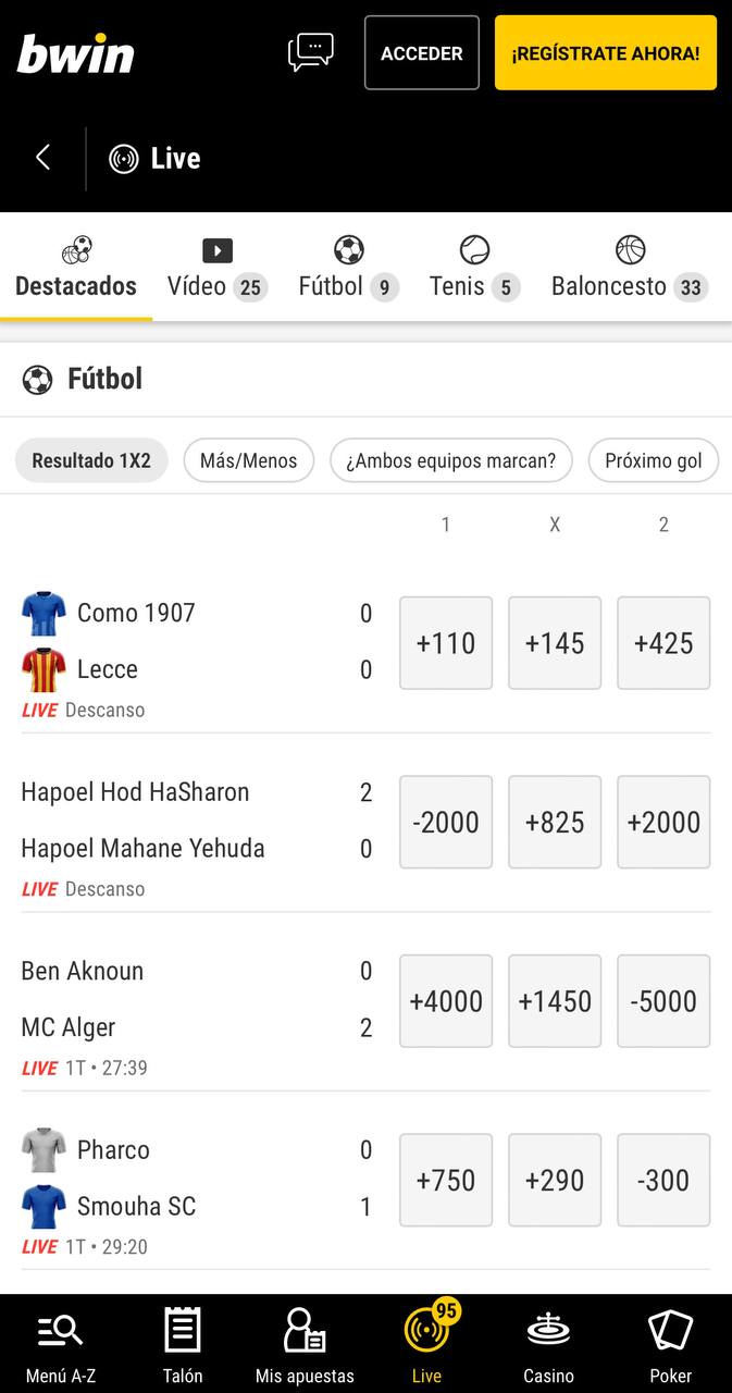 Apuestas en vivo Mobile