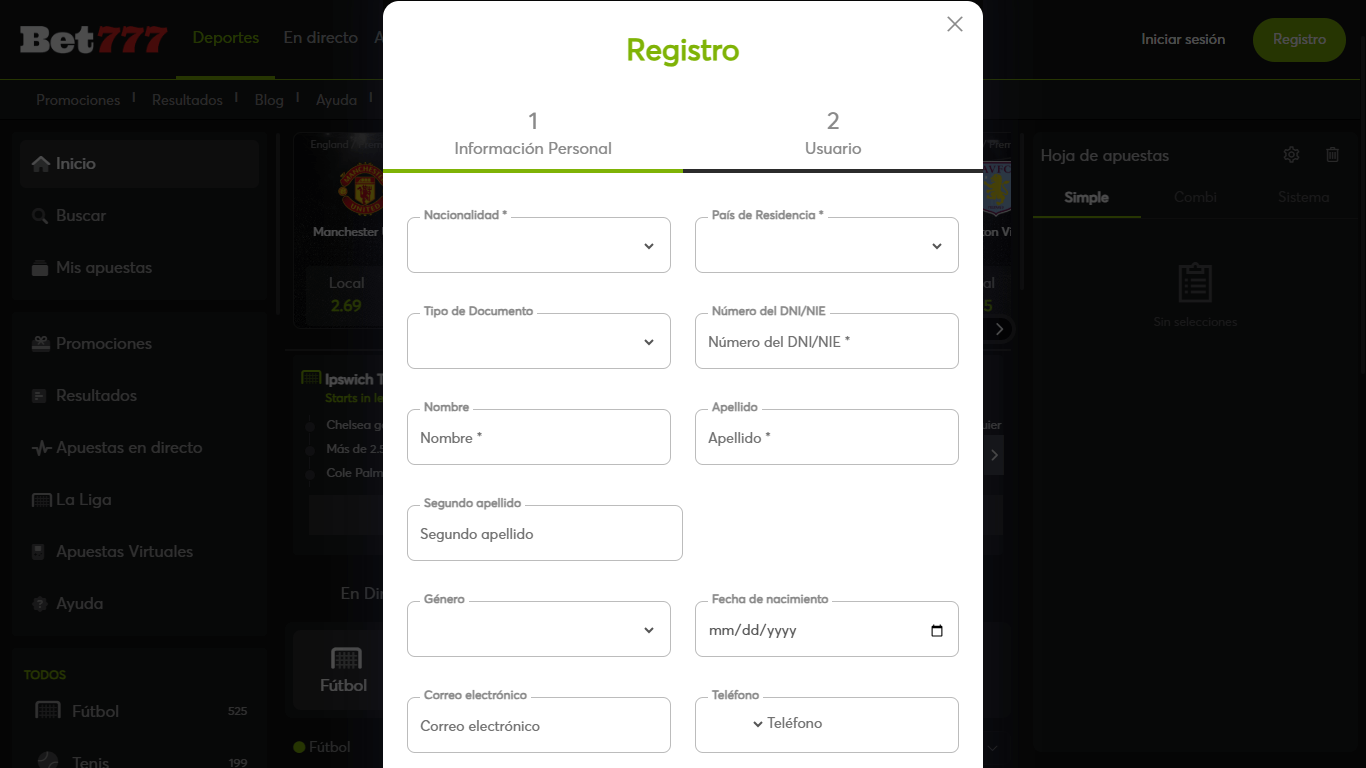 Bet777 Bookmaker Registration Spain, olybet-site.com