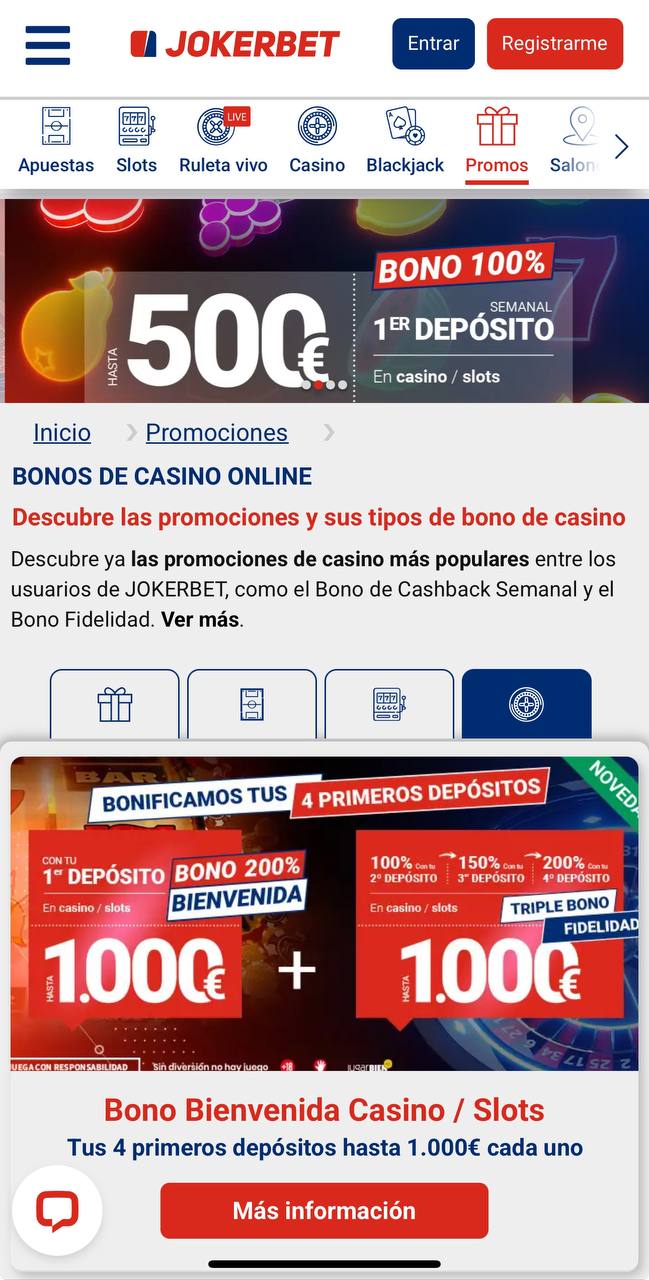 Promociones en JOKERBET Casino