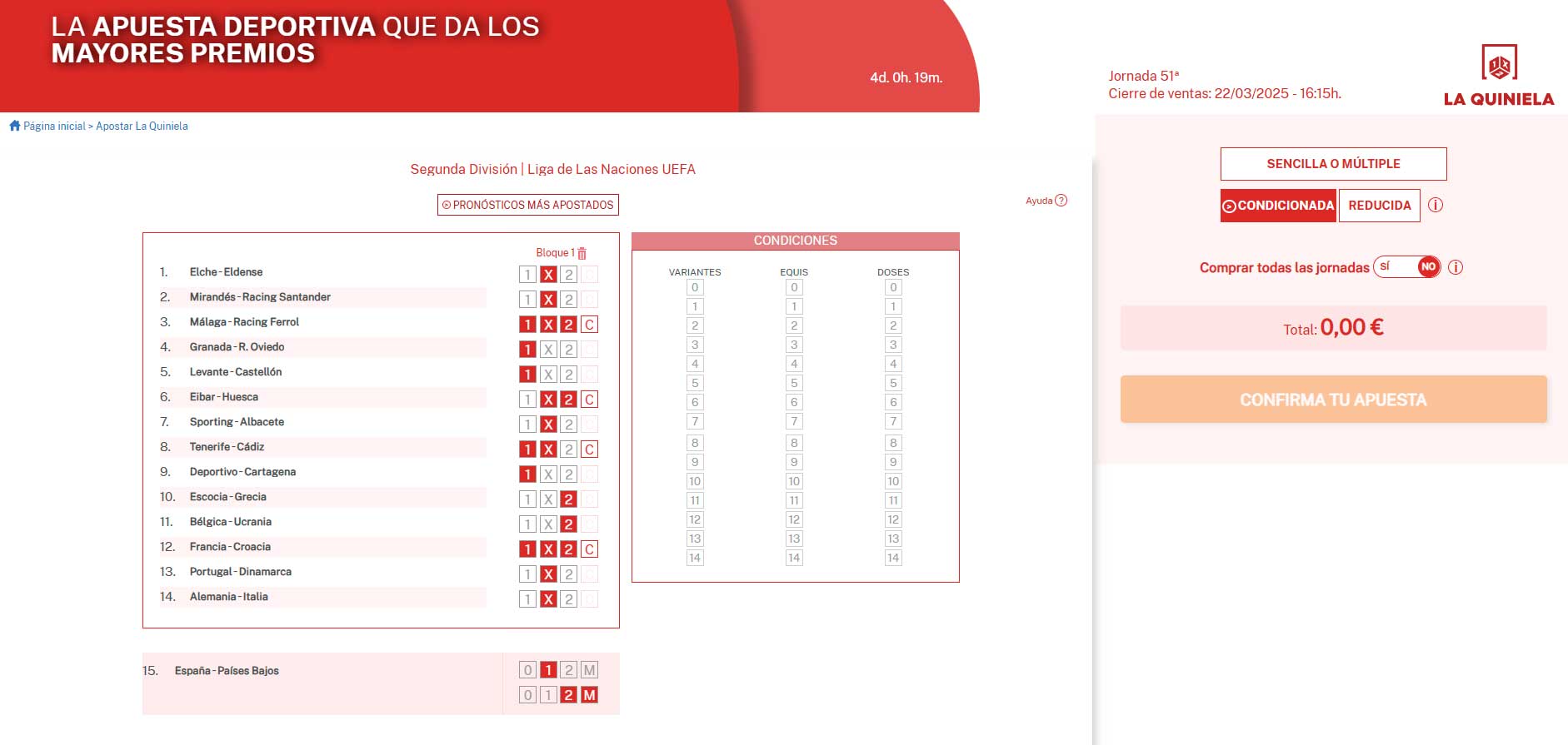 Apuesta condicionada en la Quiniela