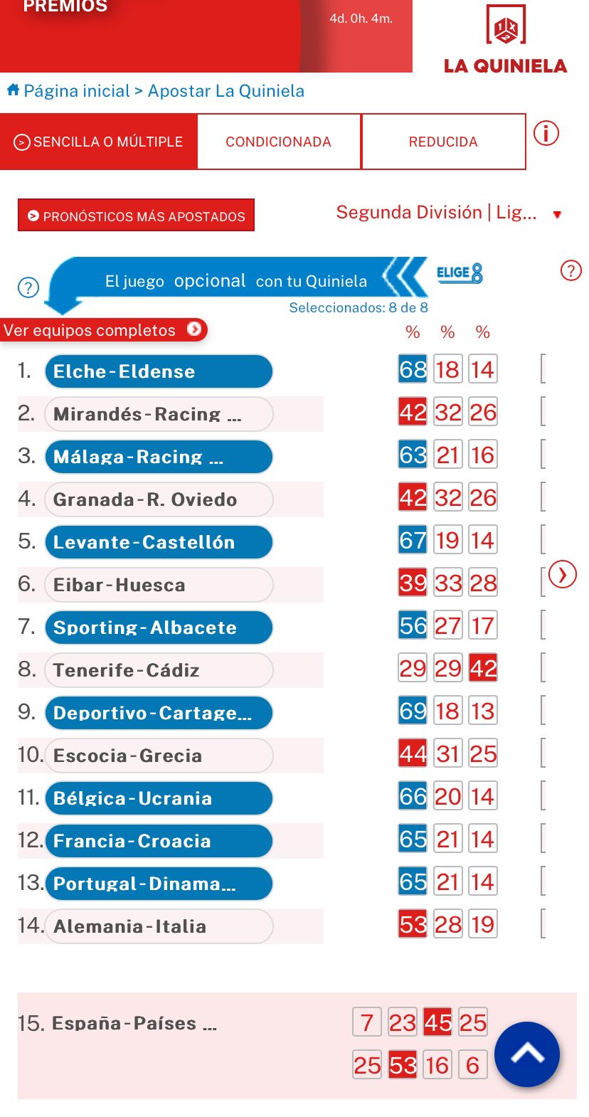Elige 8 en la Quiniela desde movil