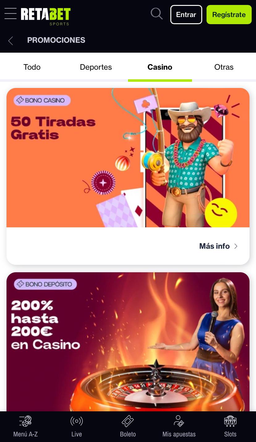 Promociones en Retabet Casino