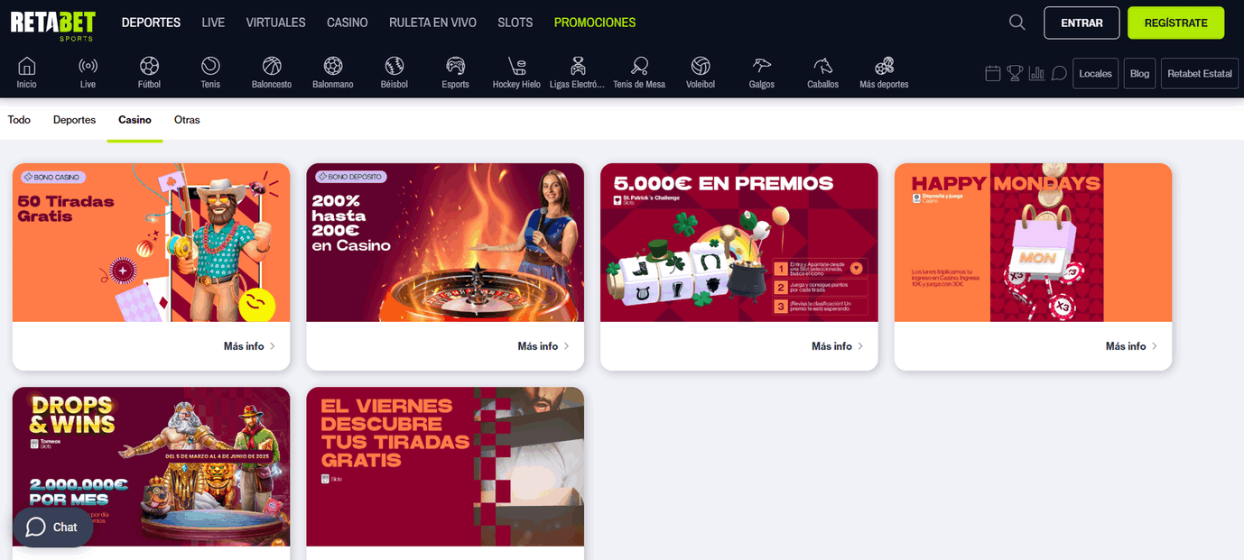 Promociones en Retabet Casino