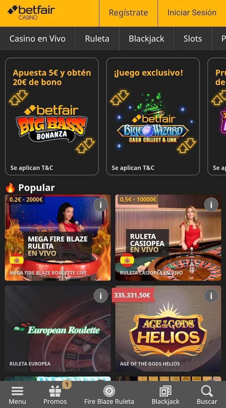Homepage Betfair Casino